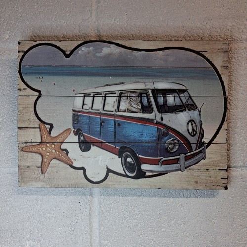 Camper blue van wall art - vw,