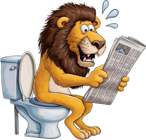 Colourful funny lion - colourful, toilet