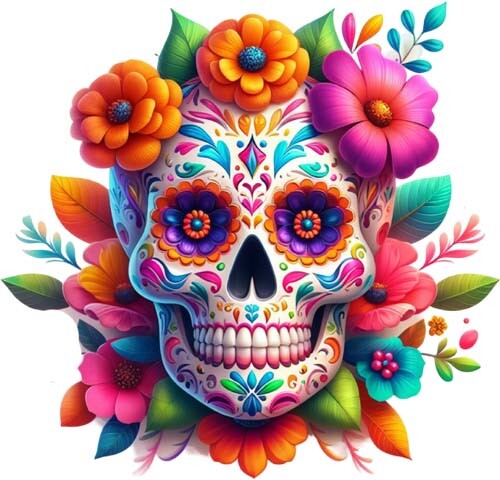 Halloween floral sugar skull - sugar,