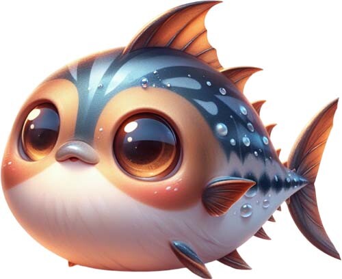 Colourful brown tuna cartoon - tuna,