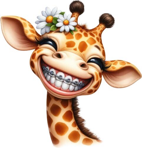 Colour funny giraffe braces - colour,