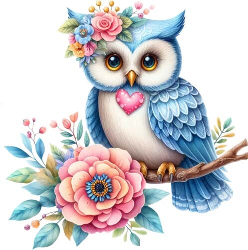 Colour blue owl mother day - colour,