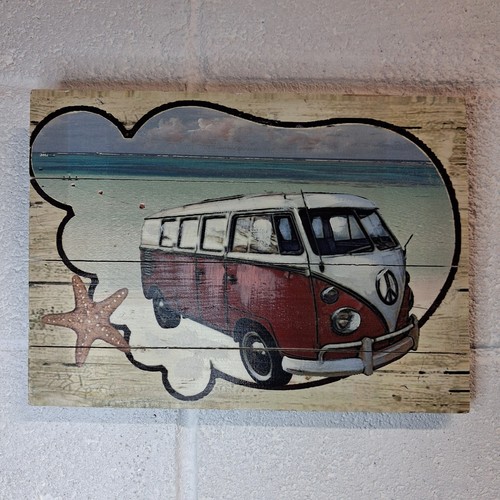 Camper red van wall art - van,
