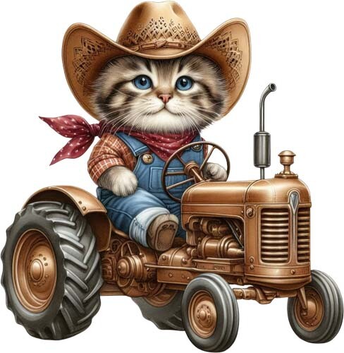 Colourful farmer cat kitten - cat,