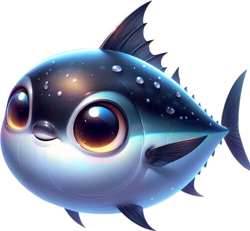 Black sea tuna cartoon fish - black,