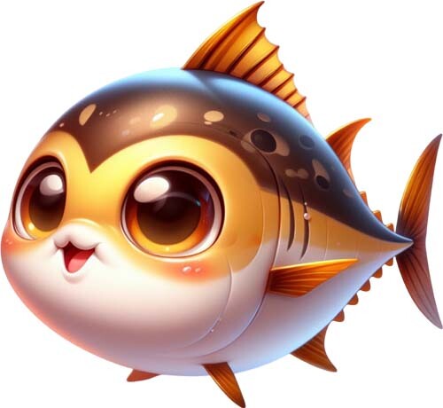 Colourful tuna cartoon fish - colourful,