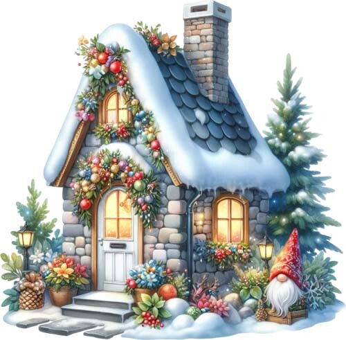 Christmas garden gnome house - gnome,