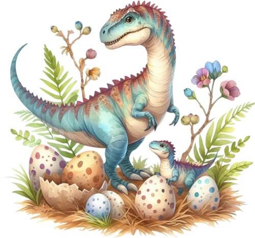 Colourful floral dinosaur wall - floral,