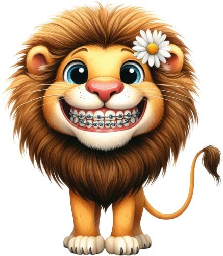 Colourful funny lion - funny, brace