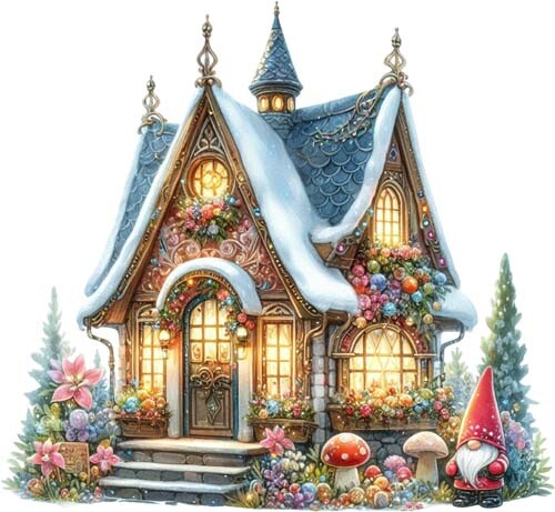 Colour magical gnome house - colour,