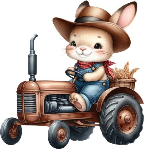 Colour farmer bunny truck - bunny, wall