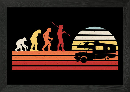 Retro camper van framed - retro,