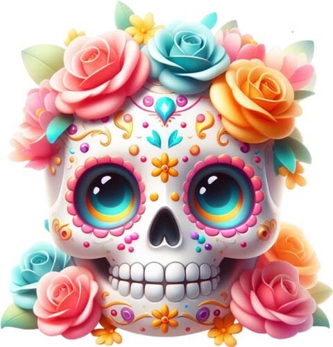Halloween floral sugar - halloween, skull