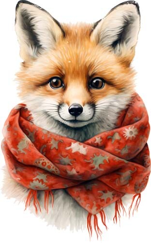 Colourful woodland fox wall - colourful,