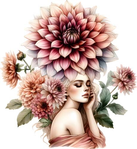Colourful floral girl rose - girl,