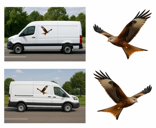 Red kite flight pair - red, in