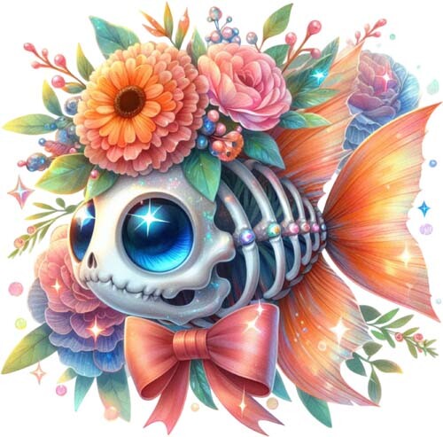 Halloween fish skeleton - halloween,