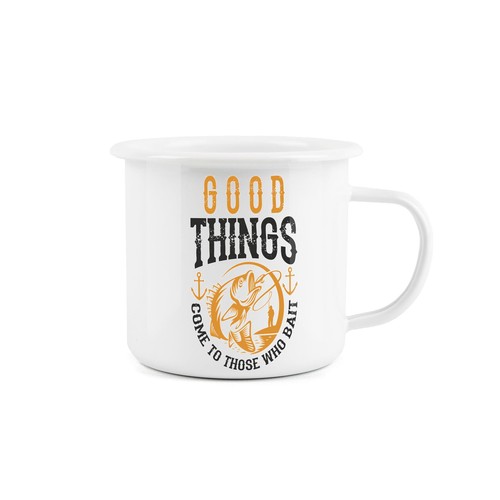 Enamel fishing mug good - fishing,