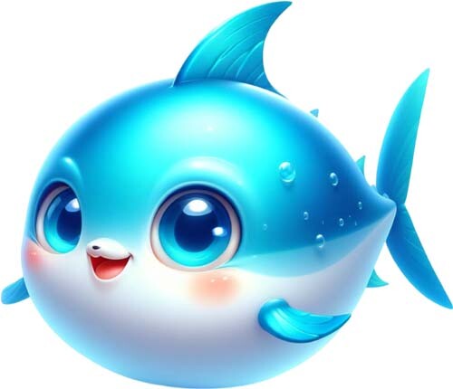 Colourful blue tuna cartoon - tuna,